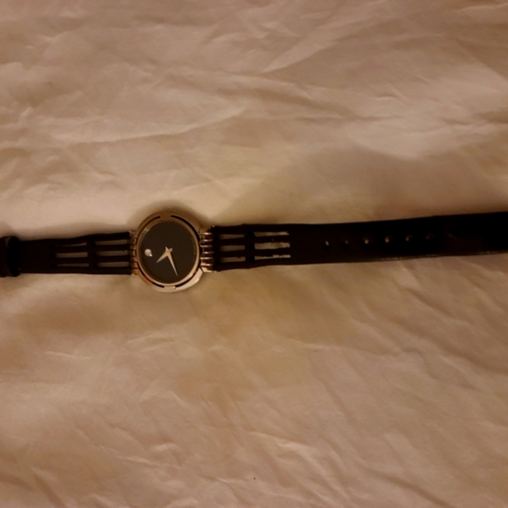 Movado Black and Silver Women's Watch